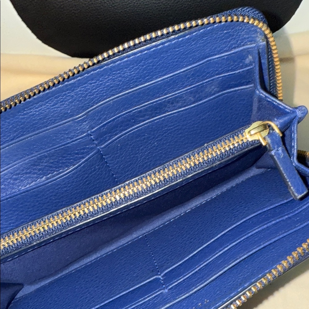 Tory Burch Royal Blue Leather Zip Continental Wallet - Picture 10 of 11